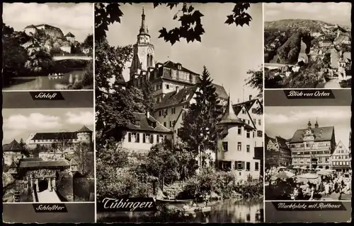 Ansichtskarte Tübingen Marktplatz mit Rathaus Schloßtor uvm 1962