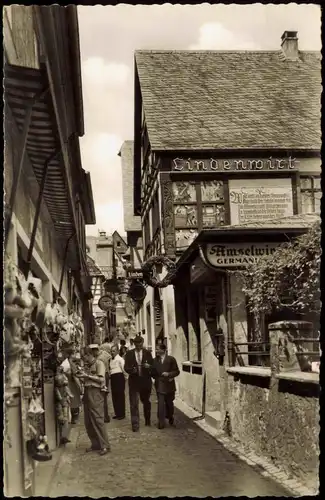 Ansichtskarte Rüdesheim (Rhein) Drosselgasse, belebt 1960