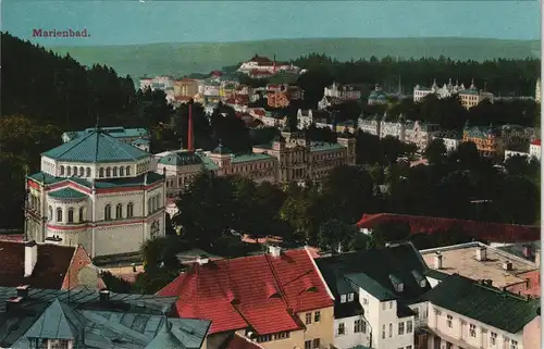 Postcard Marienbad Mariánské Lázně Blick auf die Stadt 1915