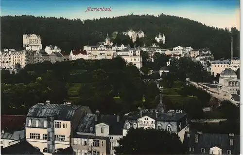 Postcard Marienbad Mariánské Lázně Blick auf den Ort 1920