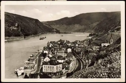 Ansichtskarte Assmannshausen Rhein Rüdesheim Rhein 1951  gel. Mehrfachfrankatur