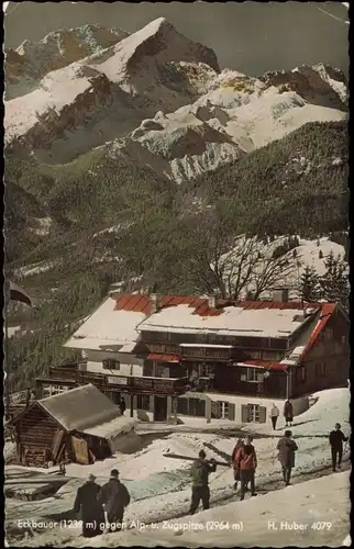 Garmisch-Partenkirchen Eckbauer 1236m, Skifahrer - Color-Fotokarte 1959