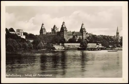 Ansichtskarte Aschaffenburg Schloss Johannisburg mit Pompejanum 1952
