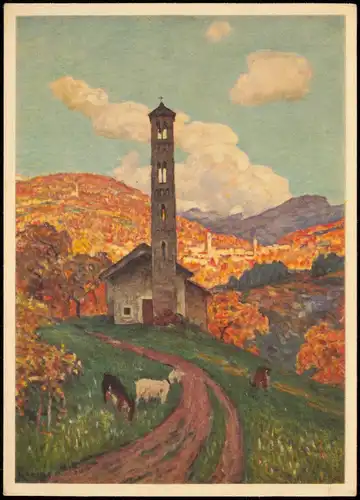 Ansichtskarte Sureggio Capriasca PRO JUVENTUTE Glockenturm Künstlerkarte 1928