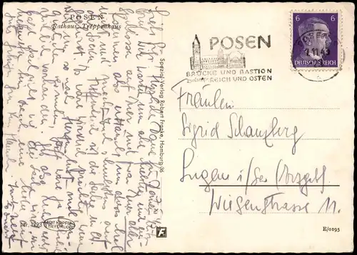 Postcard Posen Poznań Rathaus - Treppenhaus 1943