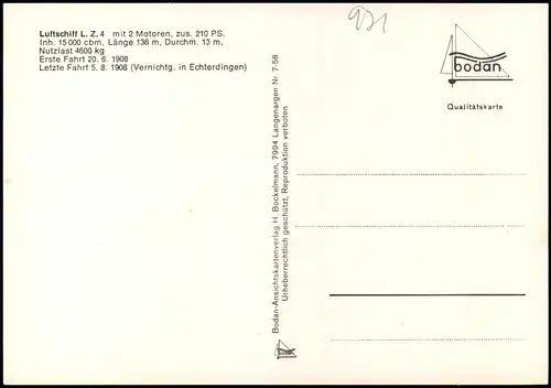 Manzell-Friedrichshafen 7-58 Luftschiff L. Z Zeppelin-Halle 1910/1981