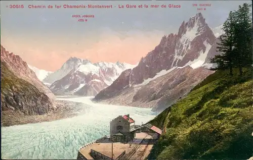 CPA Chamonix-Mont-Blanc Montanvert La Gare et la mer de Glace 1912