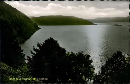 Ansichtskarte Hemfurth-Edersee-Edertal Sonnenuntergang am Edersee 1959