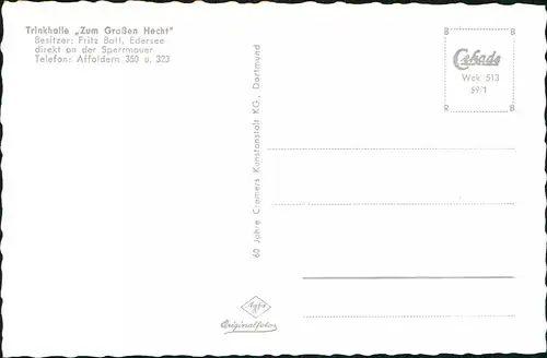 Ansichtskarte Hemfurth-Edersee-Edertal Sonnenuntergang am Edersee 1959