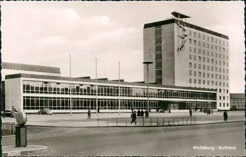 Ansichtskarte Wolfsburg Partie am Rathaus 1961