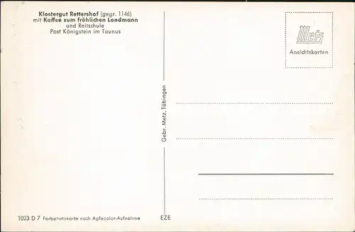 Ansichtskarte Königstein (Taunus) Klostergut Rettershof (gegr. 1146) 1963