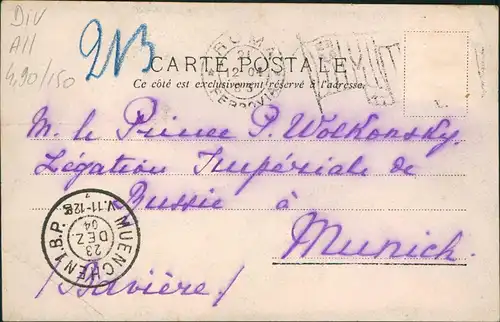 Cartoline Rom Roma Stadtvilla 1904   gel. an Prinz Pierre Wolkonsky