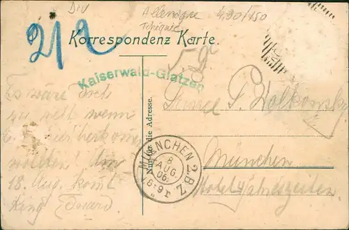 Glatzen-Marienbad Kladská Mariánské Lázně 1906 gel. an Prinz Pierre Wolkonsky