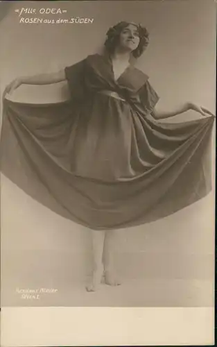 Ansichtskarte  Schauspieler Mlle Odeo Rosen aus dem Süden Frau im Kleid 1921