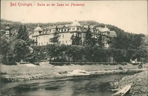 Ansichtskarte Bad Kissingen Partie an der Saale mit Fürstenhof 1914