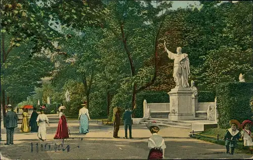 Ansichtskarte Tiergarten-Berlin Siegesallee 1914  gel. an Prinz Pierre Wolkonsky
