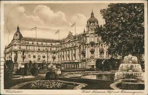 Ansichtskarte Wiesbaden Hotel Nassauer Hof 1928  gel an Prinz  Pierre Wolkonsky