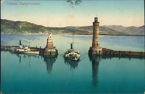 Ansichtskarte Lindau (Bodensee) Hafen 1911  gel an Prinz  Pierre Wolkonsky