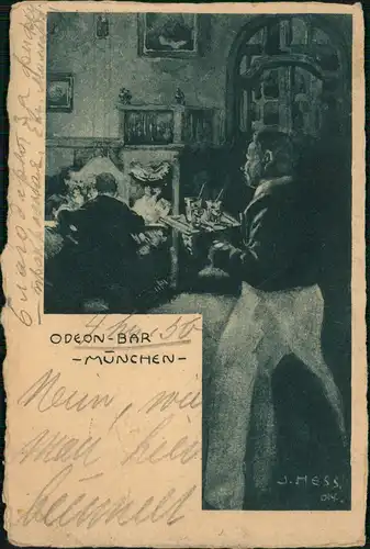 Ansichtskarte München Künstlerkarte Odeon Bar 1913