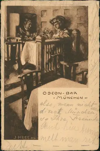 Ansichtskarte München J.HESS Odeon Bar 1912 gel an Prinz Pierre Wolkonsky
