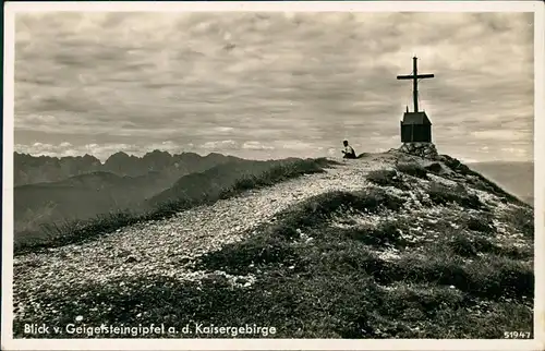 Sachrang-Aschau im Chiemgau Blick v. Geigefsteingipfel a. d. Kaisergebirge 1938