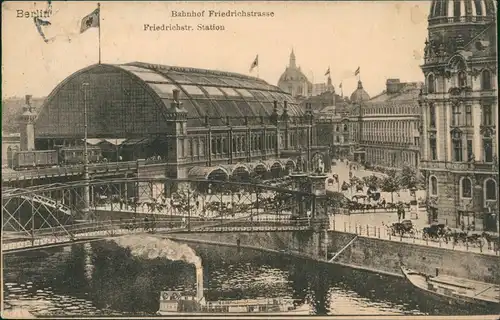 Mitte-Berlin Bahnhof Friedrichstraße, Straßenblick 1912 gel. an Prinz Wolkonsky