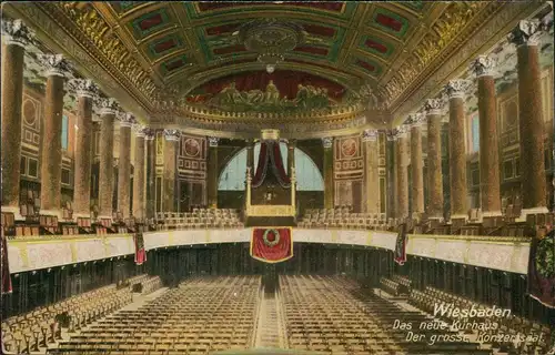 Ansichtskarte Wiesbaden Kurhaus - großer Konzertsaal 1908