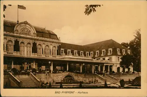 Ansichtskarte Bad Pyrmont Partie am Kurhaus 1909  an Fürst Wolkonsky