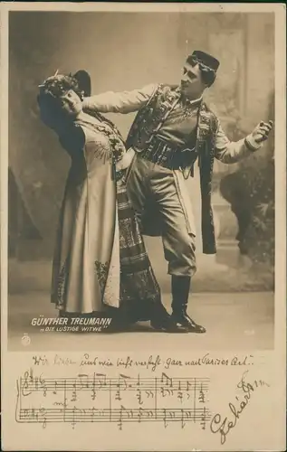 GÜNTHER TREUMANN DIE LUSTIGE WITWE 1906  gel. an Prinz Pierre Wolkonsky