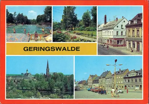 Geringswalde Freibad, Im Park, Leipziger Straße, Teilansicht, Markt 1985