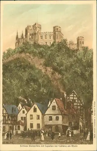 Ansichtskarte Stolzenfels-Koblenz Künstlerkarte Stadtpartie Stolzenfels 1910
