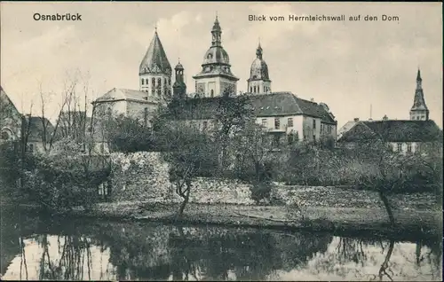 Ansichtskarte Osnabrück Blick vom Herrnteichswall auf den Dom 1912