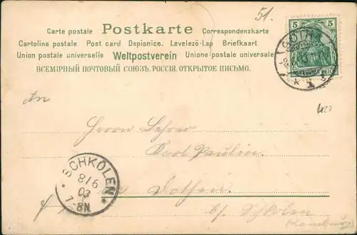 Künstlerkarte Grüsse Flieder - Postkarte mit Fliederduft. 1903