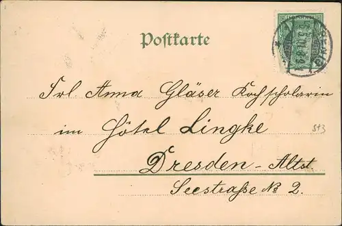 Ansichtskarte  Künstlerkarte Flieder Postkarte mit Fliederduft 1901