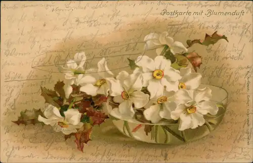 Ansichtskarte  Botanik :: Blumen - Wasserschale - AK Blumenduft 1901