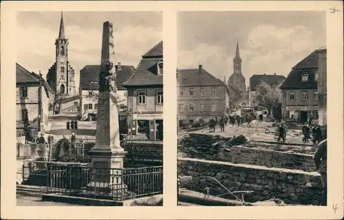 Bad Gottleuba-Berggießhübel Platz an der Brücke vor und nach dem Unwetter 1927