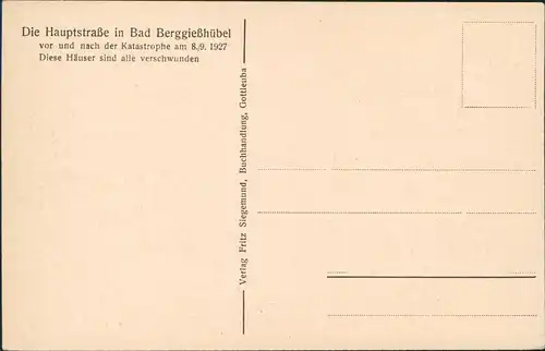 Bad Gottleuba-Berggießhübel Apotheke vor und nach dem Unwetter 1927