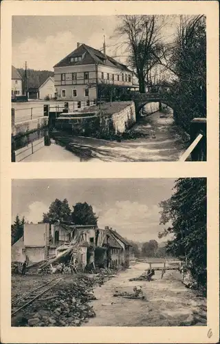Bad Gottleuba-Berggießhübel Straße Badehotel vor und nach Unwetter 2 Bild 1927