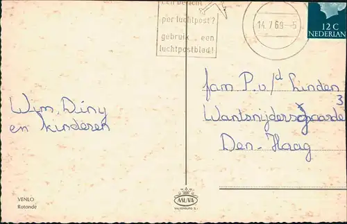 Postkaart Venlo Rotonde 1969