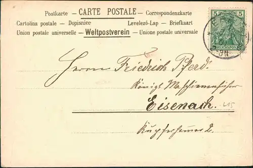 Künstlerkarte Glückskarte mit Kleegeruch Frauen 1901 Goldrand/Prägekarte