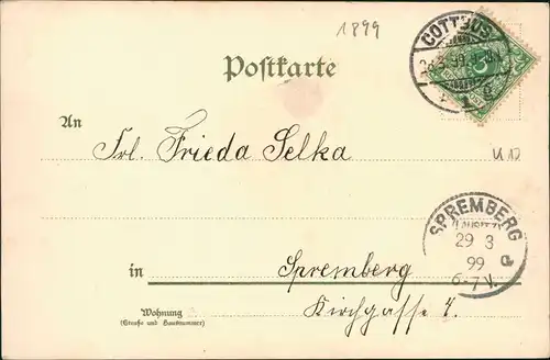 Ansichtskarte  Junge mit Blumenkarren Postkarte mit Blumenduft 1899