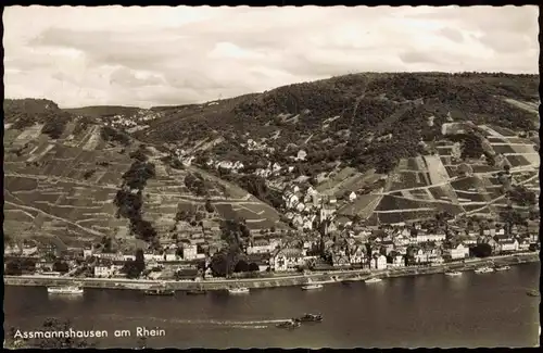 Assmannshausen am Rhein-Rüdesheim (Rhein) Stadt und Rheindampfer 1964