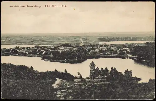 Kallies Pommern Kalisz Pomorski    1916  gel. Bahnpoststempel Schneidemühl