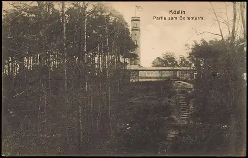 Postcard Köslin Koszalin Gollemberg 150m Partie zum Gollenturm 1919