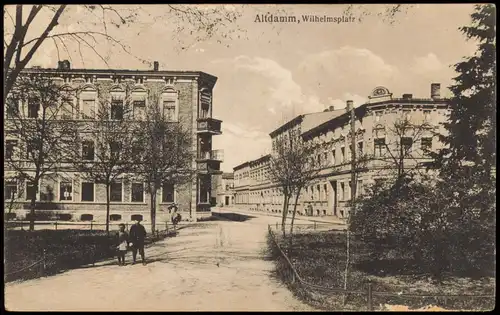 Postcard Altdamm-Stettin Dąbie Szczecin Wilhelmsplatz 1916  gel. Feldpoststempel