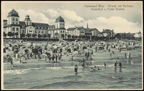 Ansichtskarte Binz (Rügen) Strand mit Kurhaus 1926