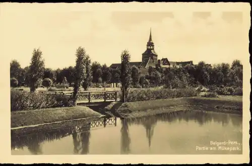 Postcard Belgard an der Persante Białogard Partie am Mückepark 1929