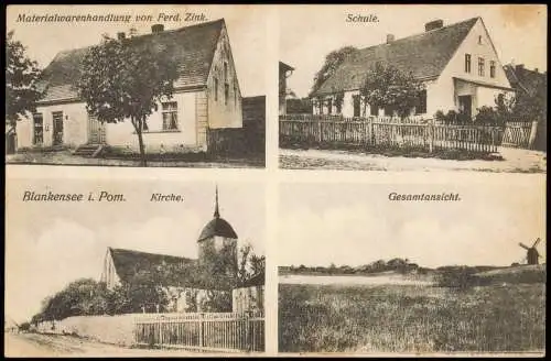 Ansichtskarte Blankensee (Mecklenburg) Handlung, Schule, Mühle b Penkun 1919