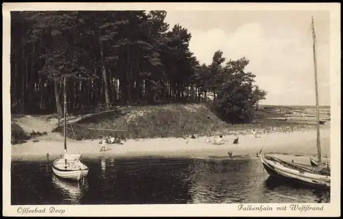 Treptower Deep / Regamünde Mrzeżyno Falkenhain mit Weststrand 1928