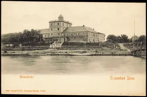 Postcard Treptower Deep / Regamünde Mrzeżyno Strandhotel Pommern 1904